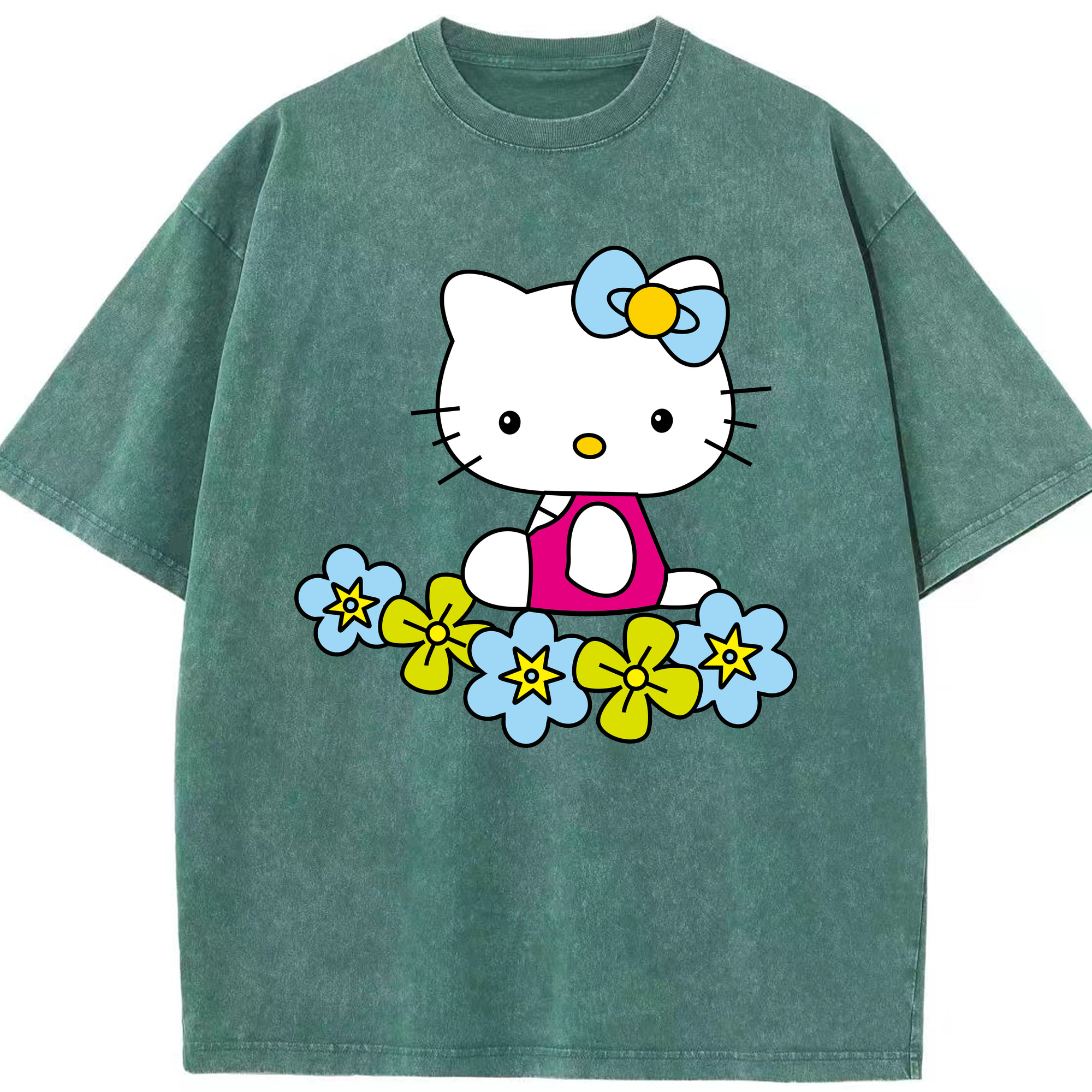 （画像用） Hello Kitty ハローキティ 綿100% ヴィンテージ風 半袖Tシャツ（フロントプリント）